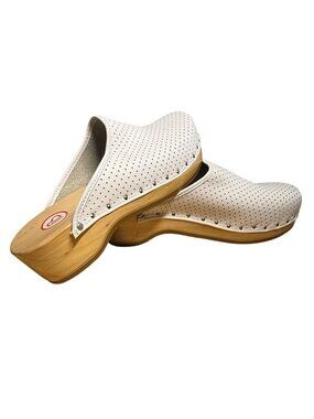 Berkemann Standard-Toeffler Womens White Leather Clog Size 7